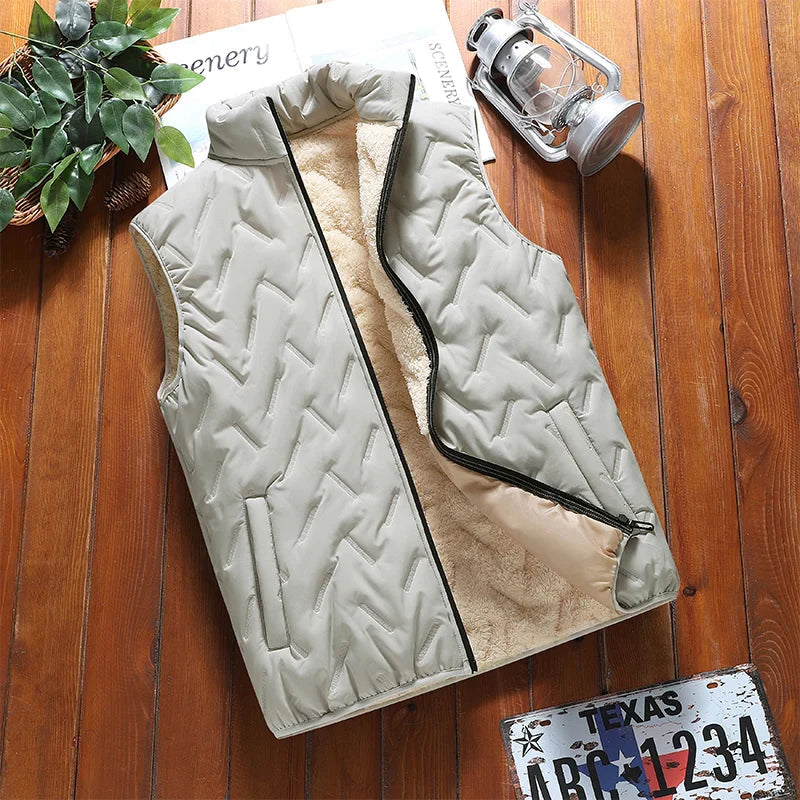 Gilet Isolant Slim pour Hommes avec Doublure Sherpa et Col Montant – Idéal pour l'Hiver, Poches Zippées