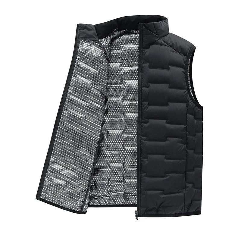 Quilted Vest for Men in Duck Down - Stand Collar and Slim Fit for Winter