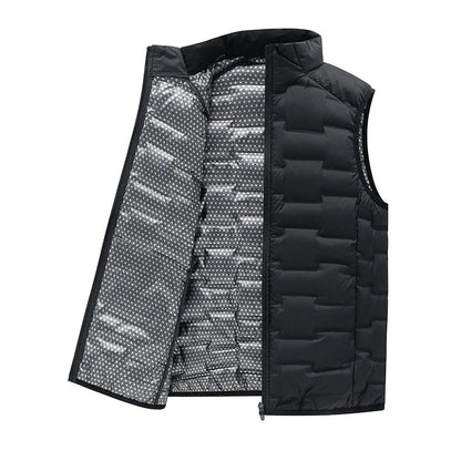 Quilted Vest for Men in Duck Down - Stand Collar and Slim Fit for Winter