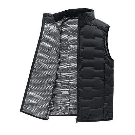 Quilted Vest for Men in Duck Down - Stand Collar and Slim Fit for Winter