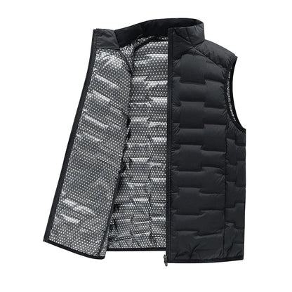 Quilted Vest for Men in Duck Down - Stand Collar and Slim Fit for Winter
