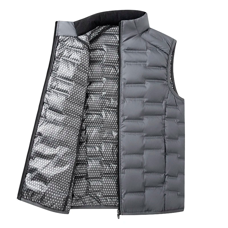 Quilted Vest for Men in Duck Down - Stand Collar and Slim Fit for Winter