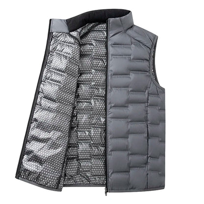 Quilted Vest for Men in Duck Down - Stand Collar and Slim Fit for Winter