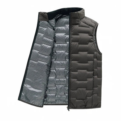 Quilted Vest for Men in Duck Down - Stand Collar and Slim Fit for Winter