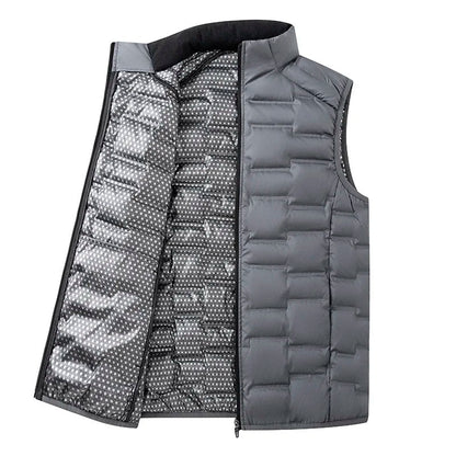 Quilted Vest for Men in Duck Down - Stand Collar and Slim Fit for Winter