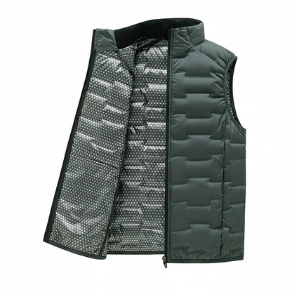 Quilted Vest for Men in Duck Down - Stand Collar and Slim Fit for Winter