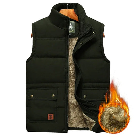 Padded Vest for Men in Polyester with Fleece Lining – Ideal for Winter