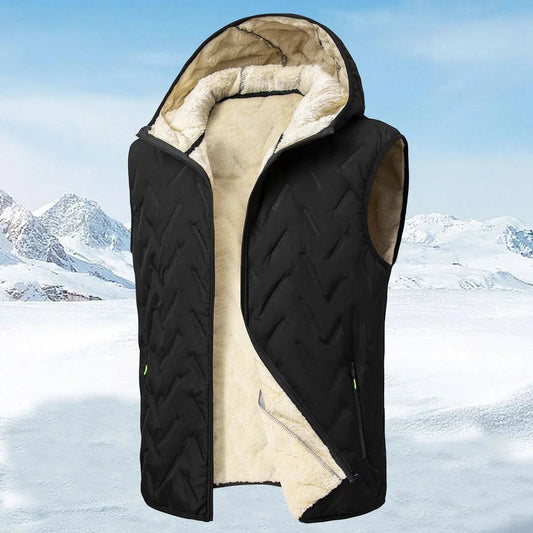 Men's Hoodie Vest with Fleece Lining – Ideal for Autumn and Winter