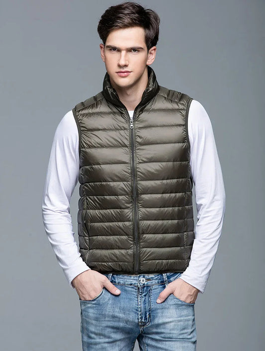 Lightweight Down Vest for Men with Mandarin Collar – Ideal for Spring and Autumn