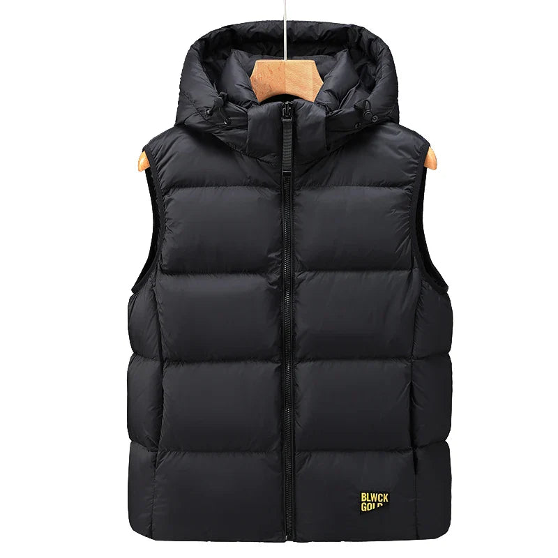 Gilet en Duvet pour Hommes - Matelassé, Col Mandarin, Mélange de Coton pour l'Automne