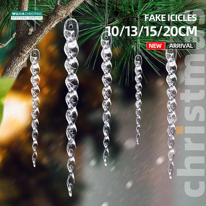 Artificial Christmas Ice Cubes in Transparent Plastic - Hanging Decoration, 10/12 Pieces, Dimensions 10/13/15/20 cm
