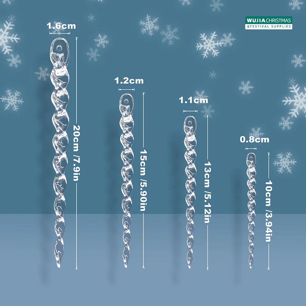 Artificial Christmas Ice Cubes in Transparent Plastic - Hanging Decoration, 10/12 Pieces, Dimensions 10/13/15/20 cm