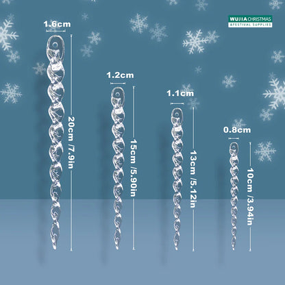 Artificial Christmas Ice Cubes in Transparent Plastic - Hanging Decoration, 10/12 Pieces, Dimensions 10/13/15/20 cm