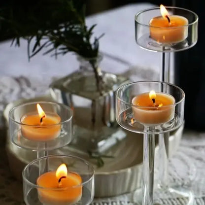 Gleam Candle Holders Set | Elegant Glass Centerpieces