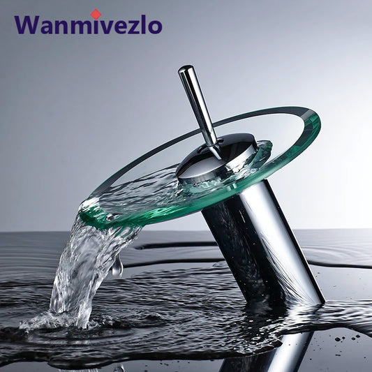 Gleam Glass Faucet | Round Waterfall Design, Chrome Finish