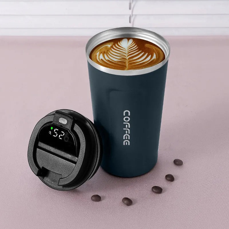 Gobelet Isotherme en Acier Inoxydable avec Affichage de Température – Mug de Voyage Étanche 380ml 510ml