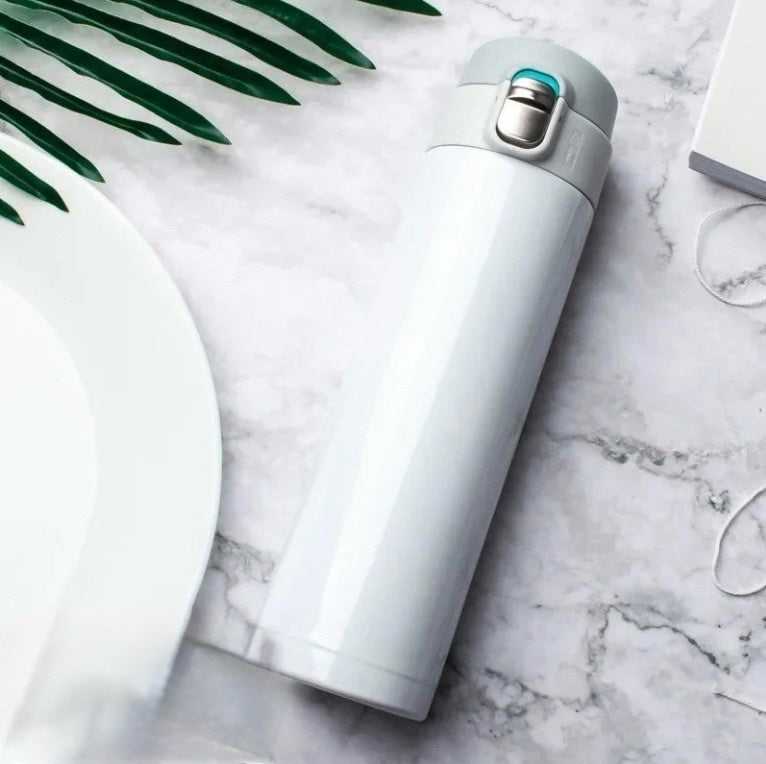 Gourd en Acier Inoxydable 500ml avec Couvercle Bouncing pour Café, Thé et Voyage