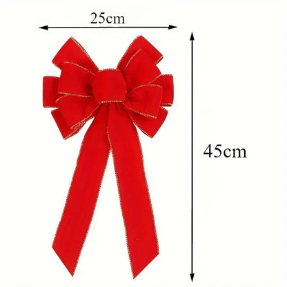 Large Red Velvet Christmas Wreath with Sparkling Bow – Elegant Decoration for Front Door, 30 cm x 24 cm