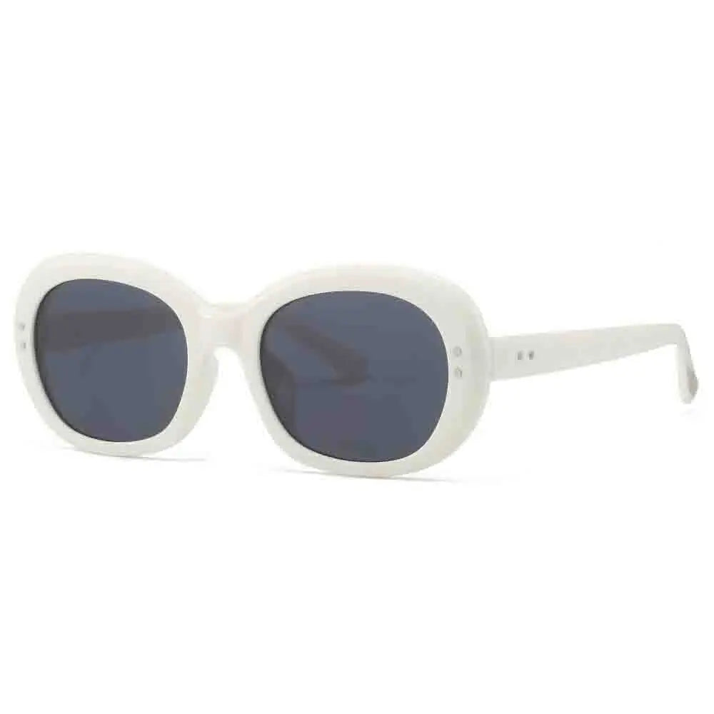 Lunettes de Soleil Ronde Femme Blanches UV400 – Élégantes et Tendance avec Monture Légère en Résine