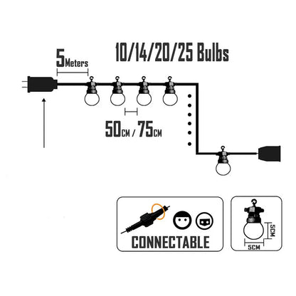 Waterproof LED String Lights 23M G50 for Wedding and Party Decoration