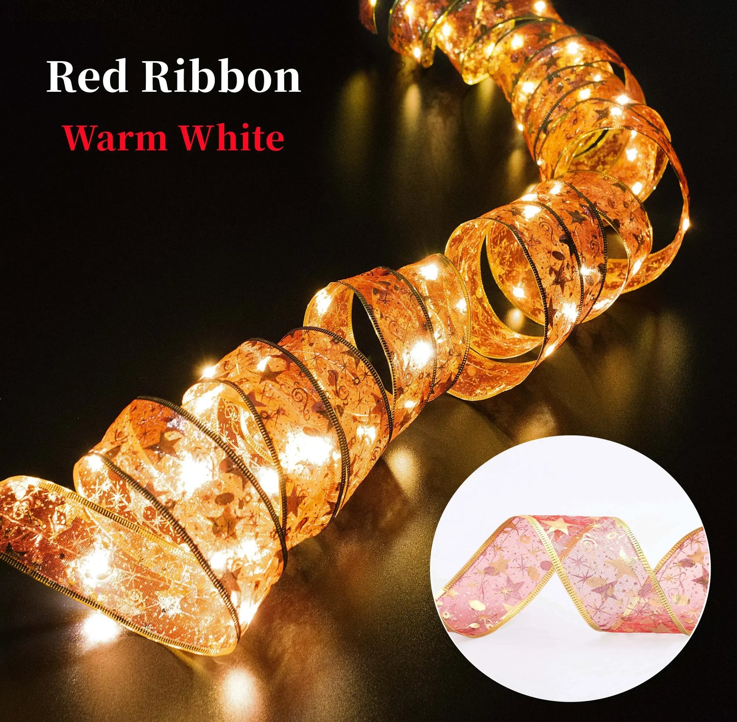 Ribbon String Lights for Christmas Decoration – 1/2/5/10M, Battery Powered