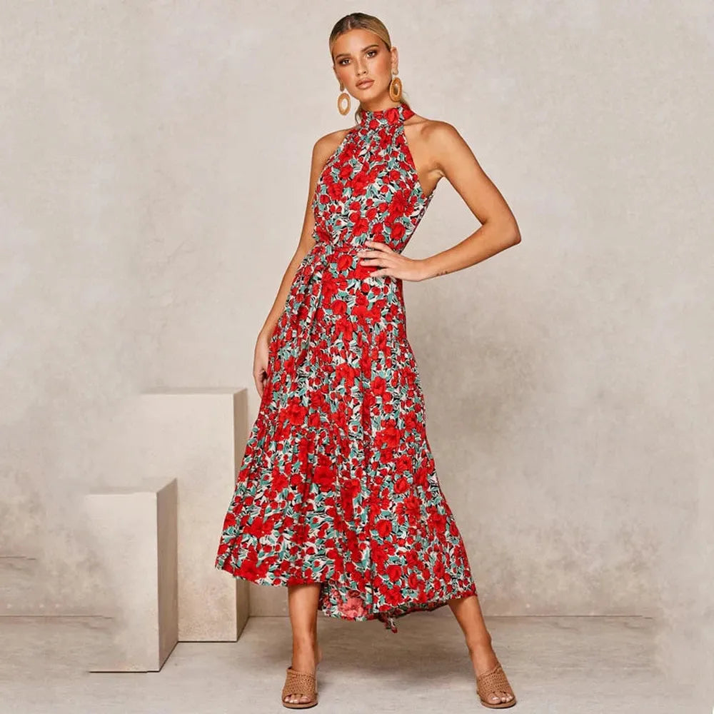 Robe Longue Dos Nu à Pois Femme – Élégante Robe de Soirée Longue Été, Coupe Fluide et Confortable