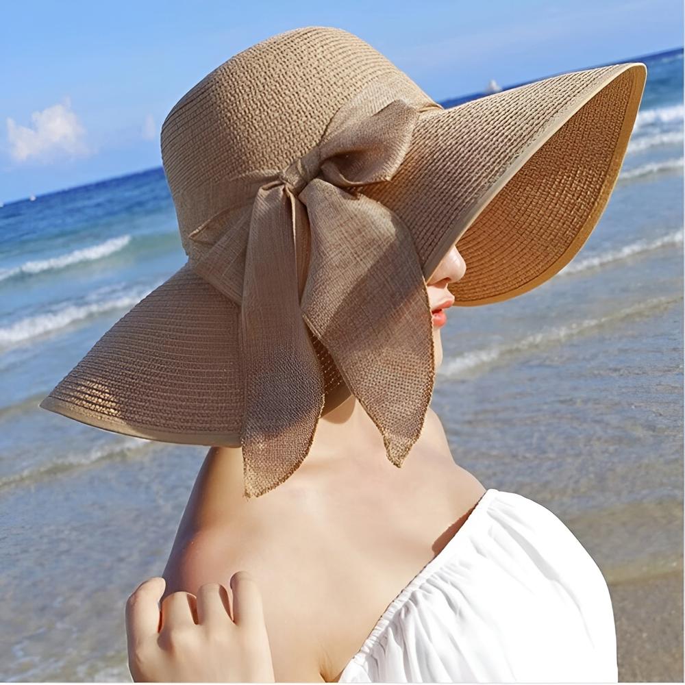 Chapeau de Paille Ajustable Femme avec Protection Solaire – Accessoire Estival Élégant 10 cm Bords