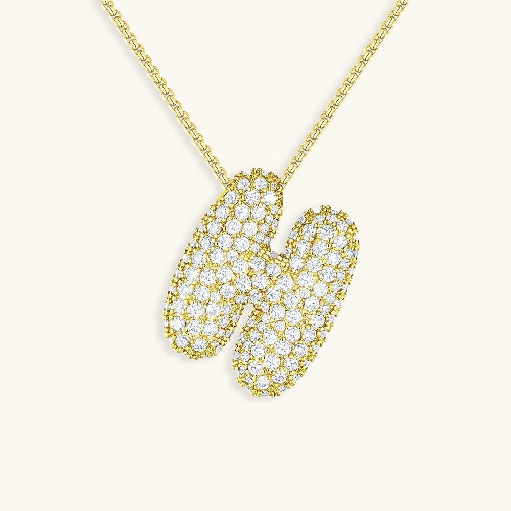 Variant image for Collier Femme Or 18 Carats avec Pendentif Initial et Diamant Simulant 18 pouces-8