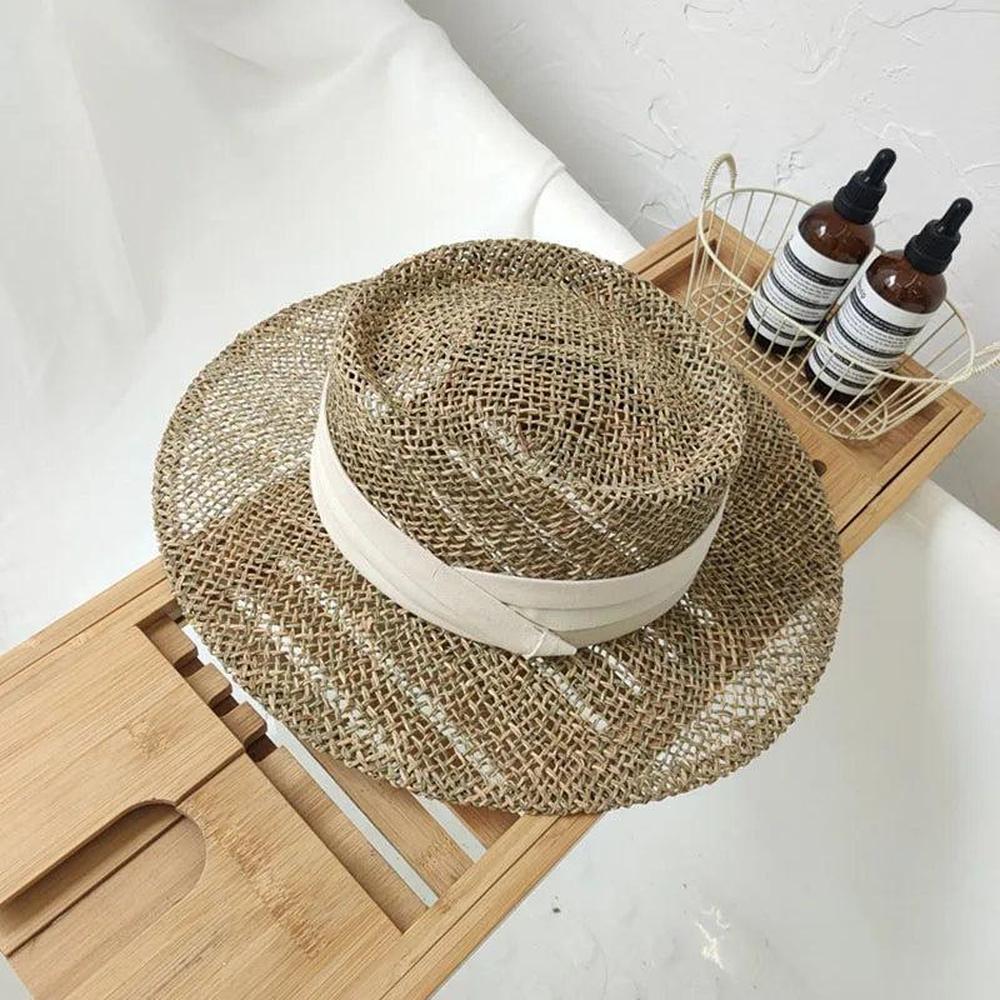 Chapeau de Paille Léger Mixte avec Protection Solaire – Chapeau Canotier Élégant pour Homme et Femme