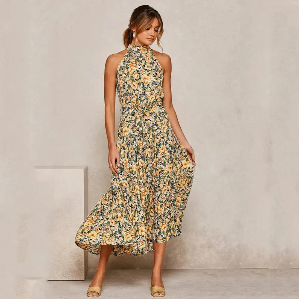 Robe Longue Dos Nu à Pois Femme – Élégante Robe de Soirée Longue Été, Coupe Fluide et Confortable