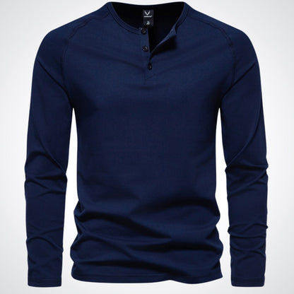 Long Sleeve Henley for Men in Blended Cotton – Casual and Comfortable Style