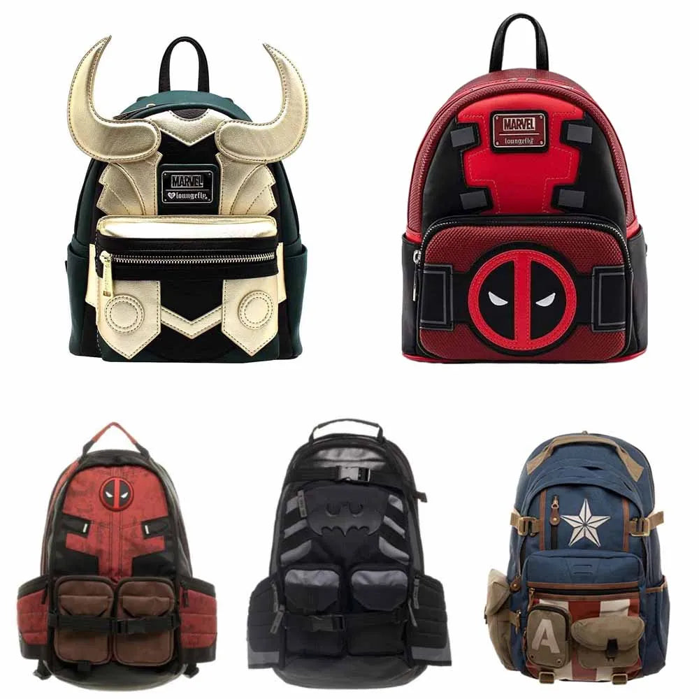 High Capacity Anime Cartoon Backpack – Marvel Avengers Deadpool and Captain America Design