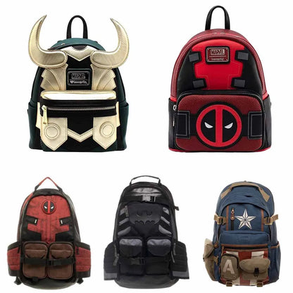 High Capacity Anime Cartoon Backpack – Marvel Avengers Deadpool and Captain America Design