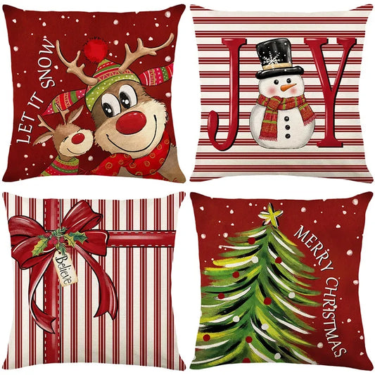 Cushion Cover and Pillowcase in Linen 45cm for Christmas and New Year Decoration