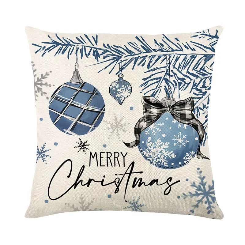 Cushion Cover and Pillowcase in Linen 45cm for Christmas and New Year Decoration
