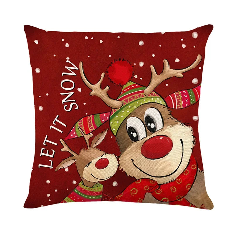 Cushion Cover and Pillowcase in Linen 45cm for Christmas and New Year Decoration