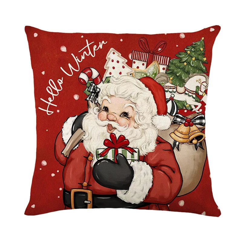 Cushion Cover and Pillowcase in Linen 45cm for Christmas and New Year Decoration