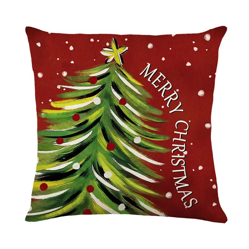 Cushion Cover and Pillowcase in Linen 45cm for Christmas and New Year Decoration