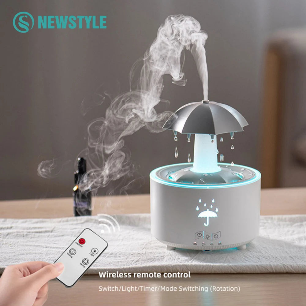 Humidificateur Rotatif en Forme de Goutte d'Eau avec Lumières Nocturnes et Diffuseur d'Huiles Essentielles – 300ML