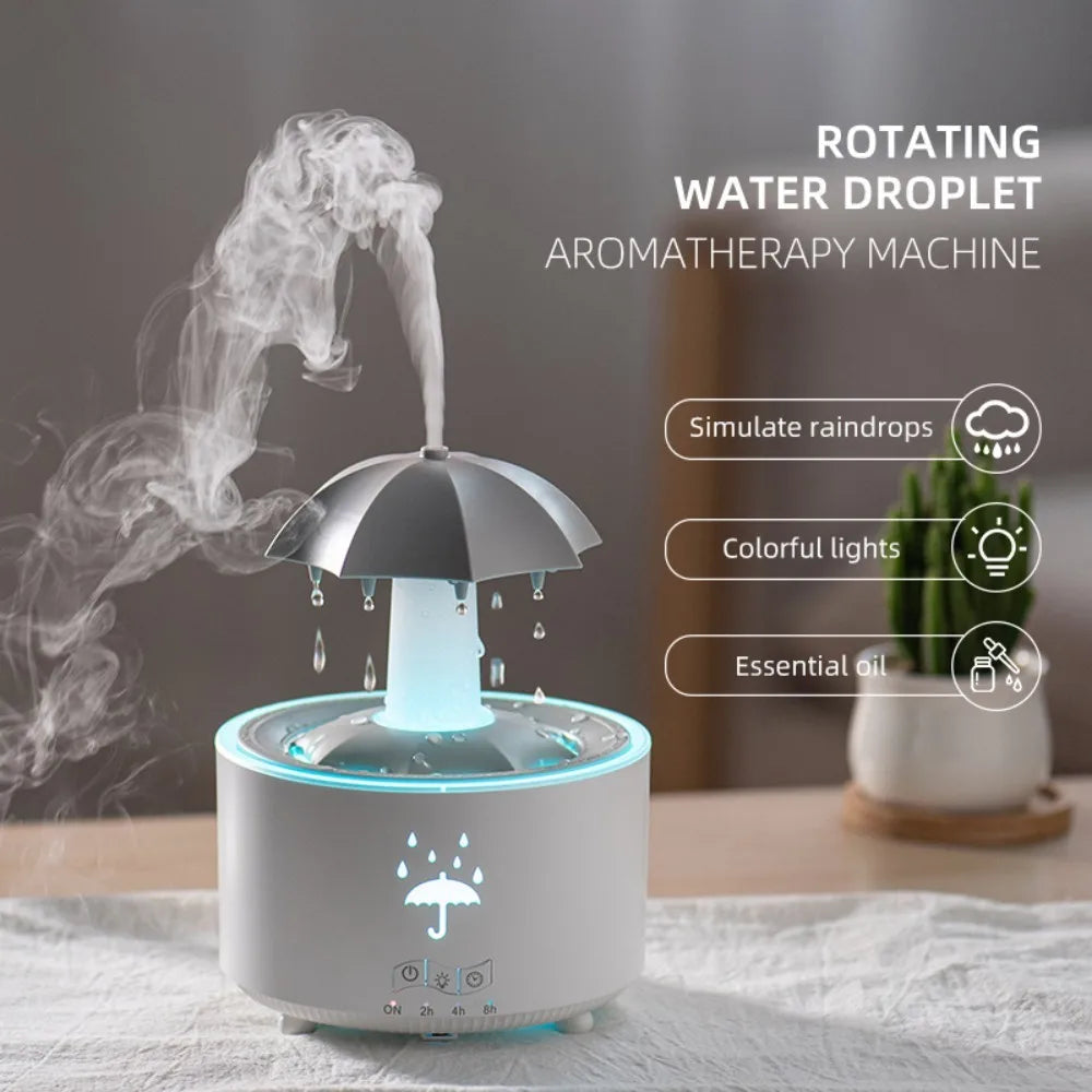 Humidificateur Rotatif en Forme de Goutte d'Eau avec Lumières Nocturnes et Diffuseur d'Huiles Essentielles – 300ML