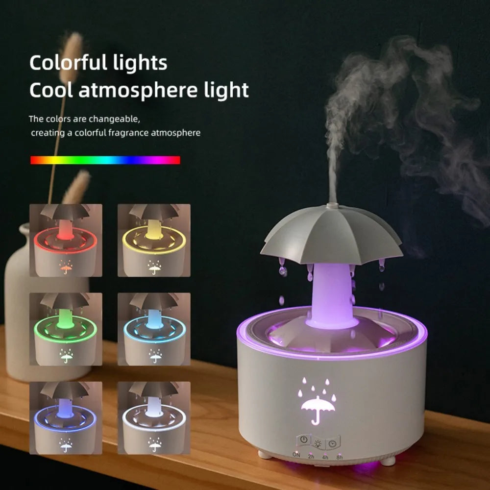 Humidificateur Rotatif en Forme de Goutte d'Eau avec Lumières Nocturnes et Diffuseur d'Huiles Essentielles – 300ML