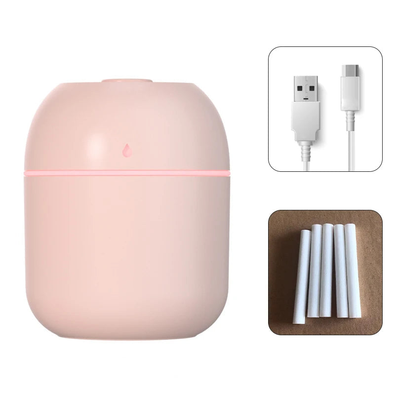 Humidificateur d'Air Ultrasonique Mini USB Portable avec Lampe LED – Idéal pour Chambre et Voyage, 220ml, Silencieux et Sécurisé