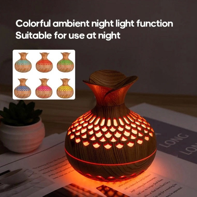 Humidificateur d'Air en Bois 300ml avec Diffuseur d'Aromas USB – Idéal pour Chambre et Petit Espace