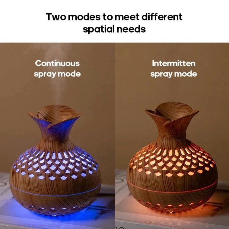 Humidificateur d'Air en Bois 300ml avec Diffuseur d'Aromas USB – Idéal pour Chambre et Petit Espace