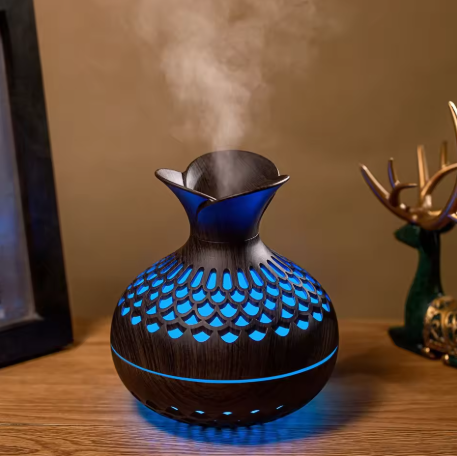 Humidificateur d'Air en Bois 300ml avec Diffuseur d'Aromas USB – Idéal pour Chambre et Petit Espace