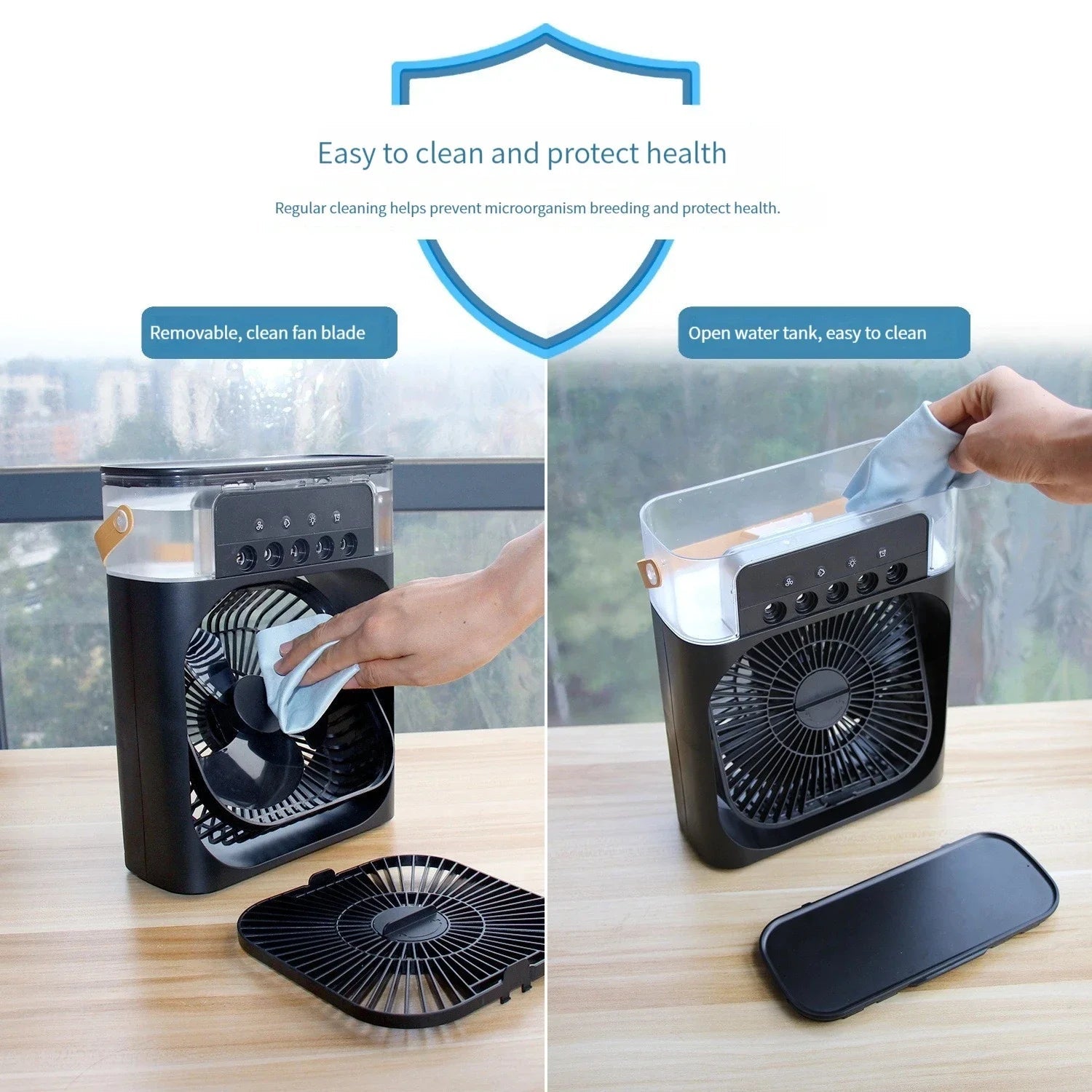 Humidificateur d'air USB Mini 3 en 1 avec Ventilateur Refroidissant et Lumière Nocturne
