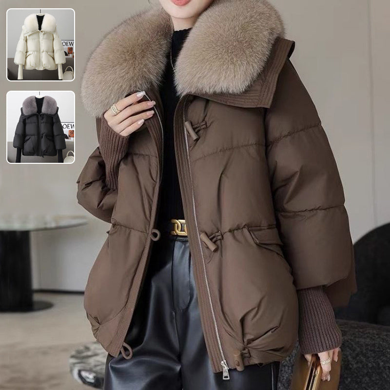 Ivy Puffer Jacket | Short Boxy, Fur Collar