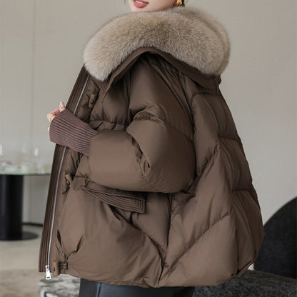 Ivy Puffer Jacket | Short Boxy, Fur Collar