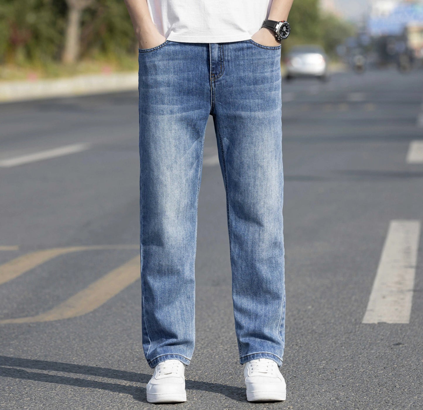 Men's Straight Jeans in Lyocell and Cotton – Optimal Comfort, Modern Silhouette, Ideal for Summer