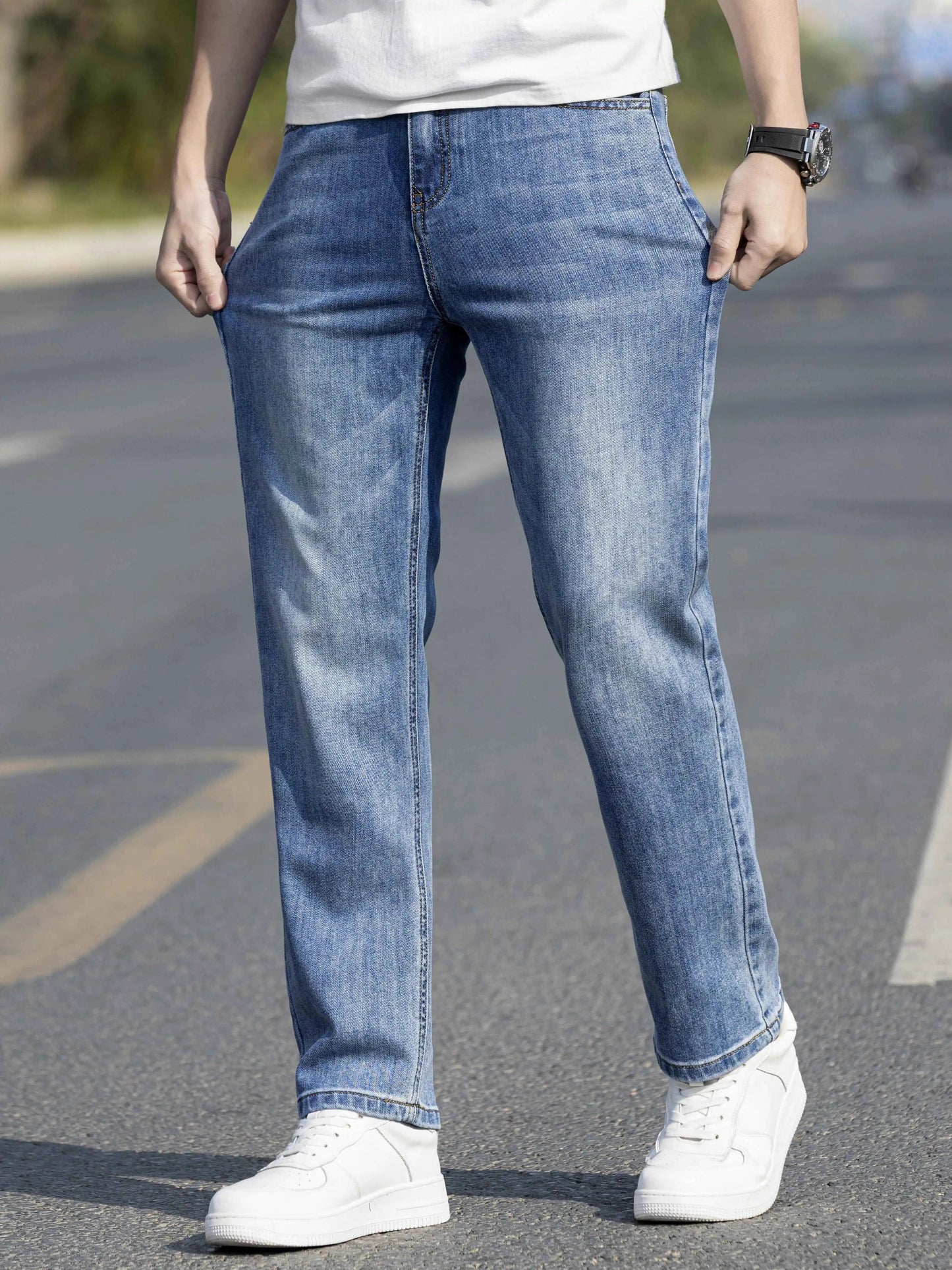 Men's Straight Jeans in Lyocell and Cotton – Optimal Comfort, Modern Silhouette, Ideal for Summer